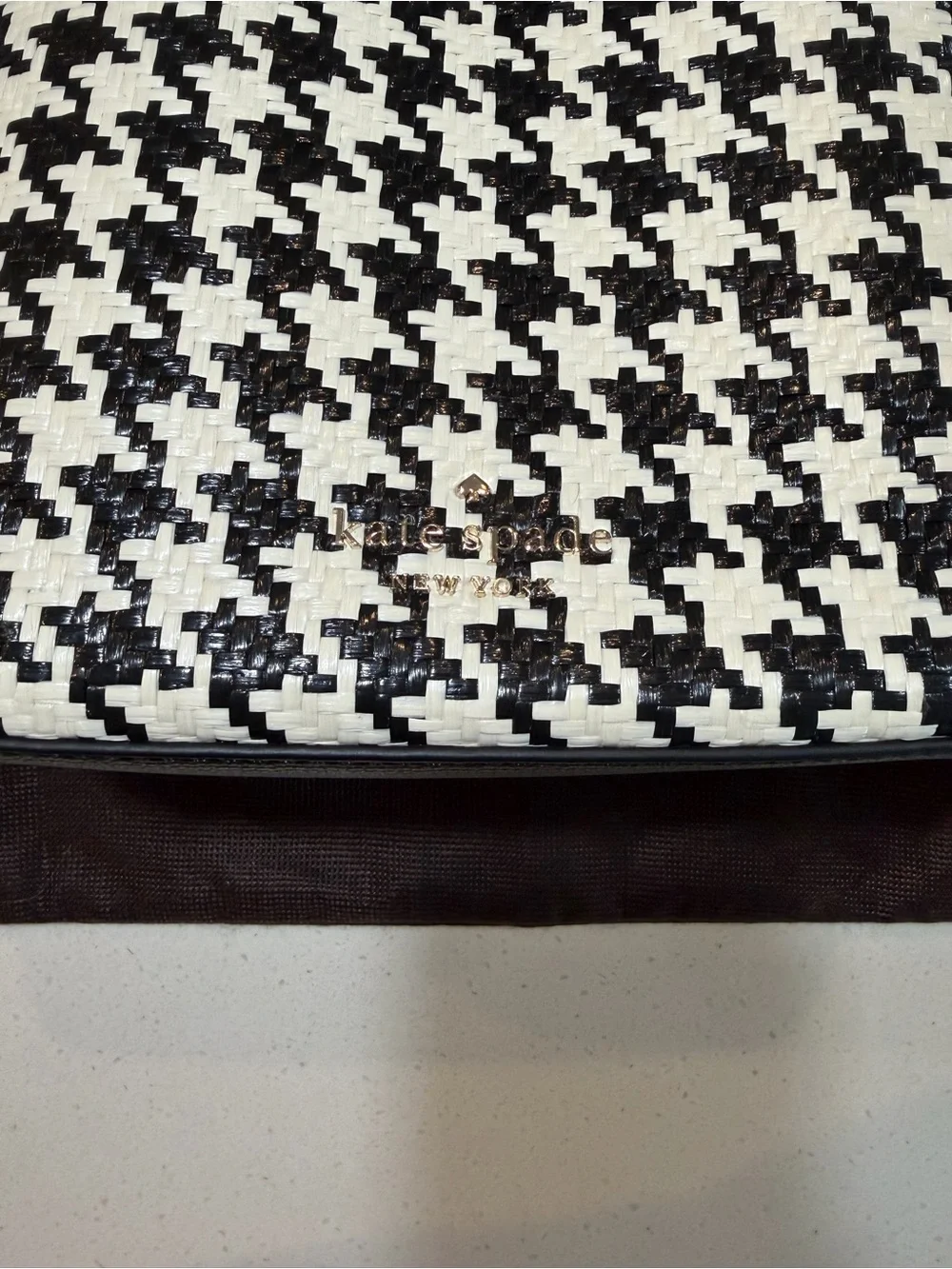 kate spade Black & White Houndstooth Crossbody Bag